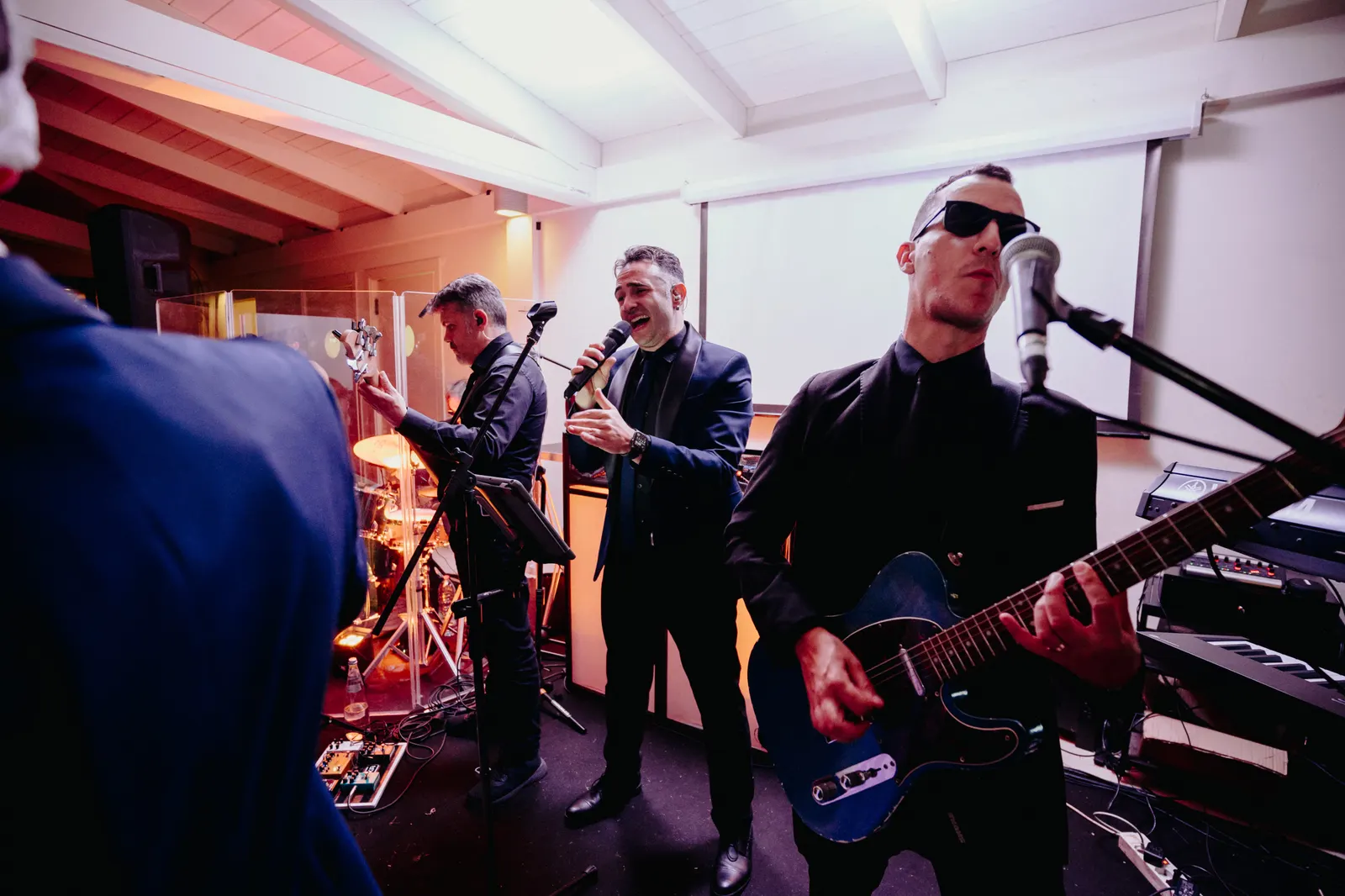 The band playing live during the wedding party